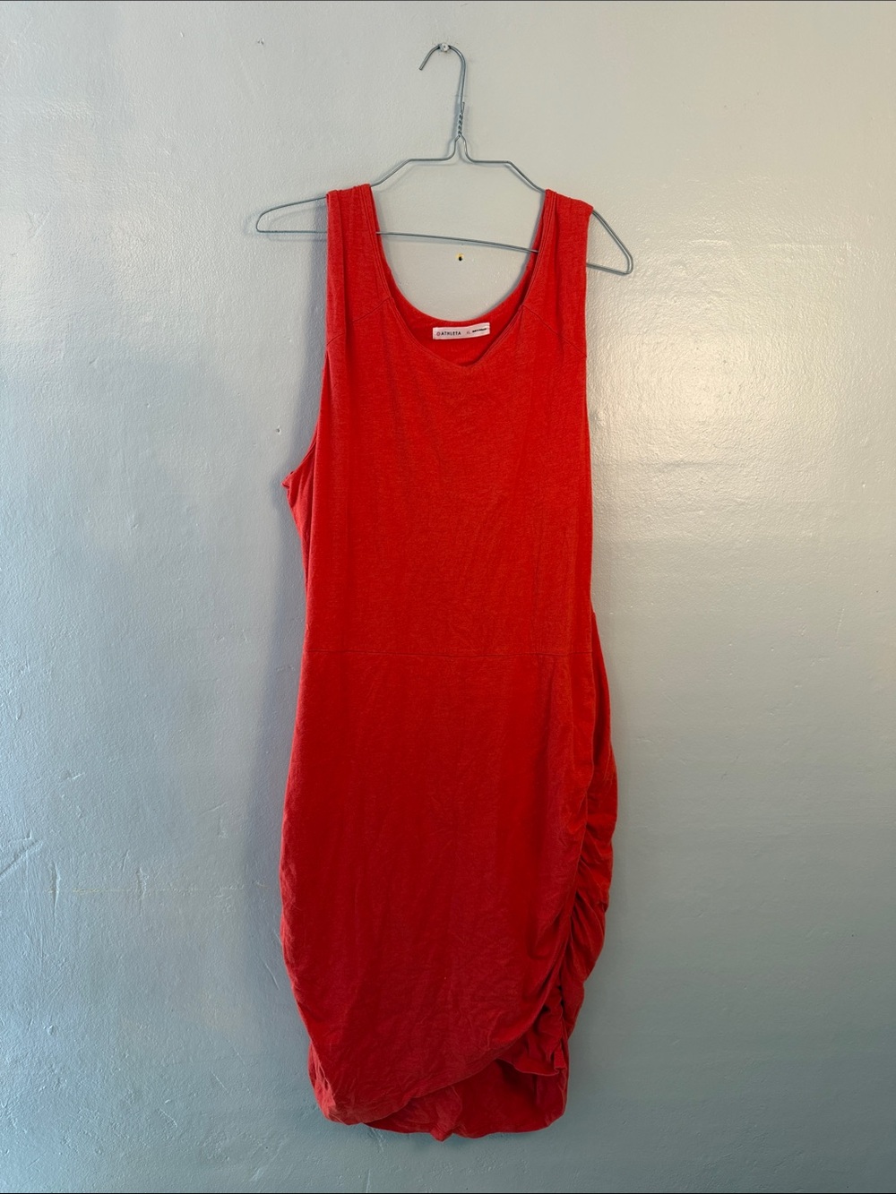 Athleta Red Sleeveless Ruched Midi Dress xl